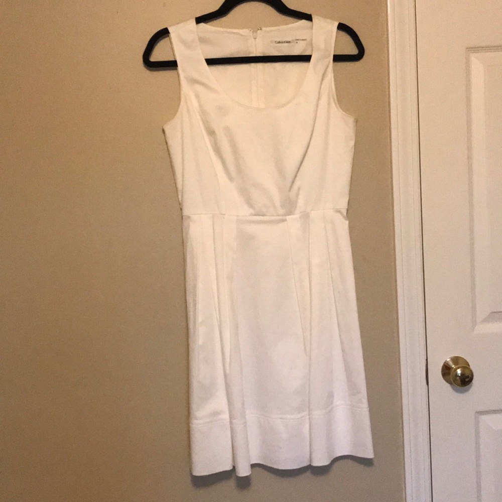 White Scoop Neck Calvin Klein Dress